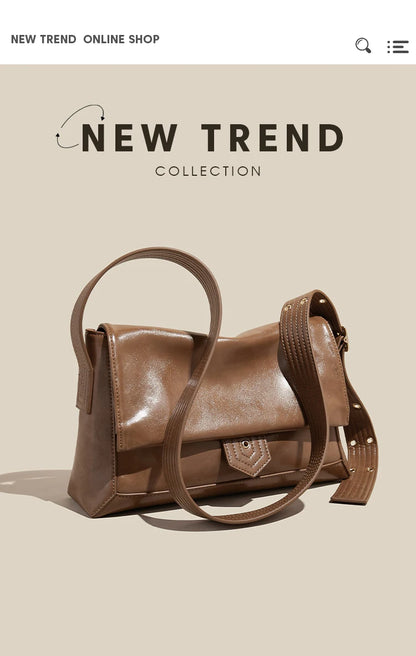 Autumn Winter Women’s Tote Bag – FOXER Simple Split Leather Crossbody Bag