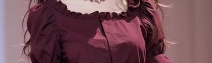 Chic & Trendy – Women’s Wine Red French Design Top