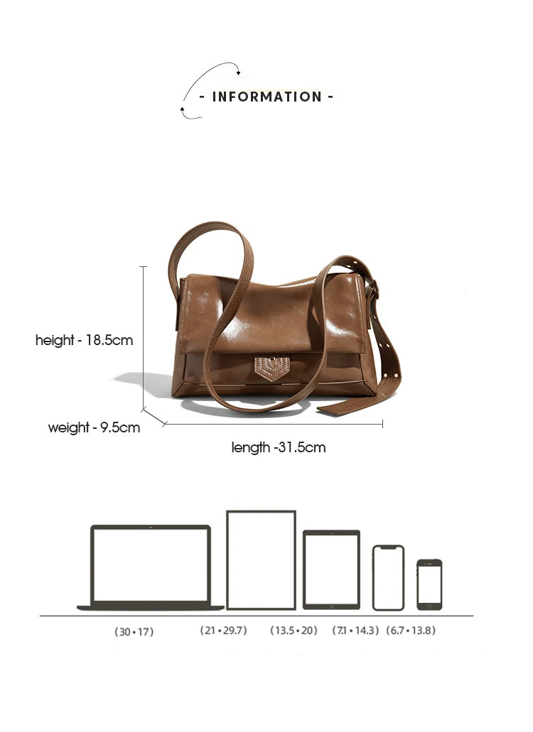 Autumn Winter Women’s Tote Bag – FOXER Simple Split Leather Crossbody Bag