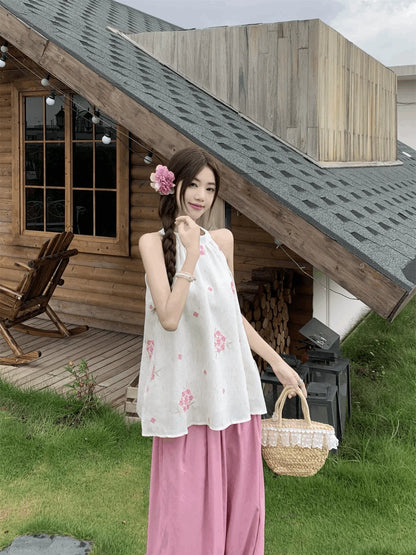 Women’s Stylish Two-Piece – Printed Sleeveless Top & Pants