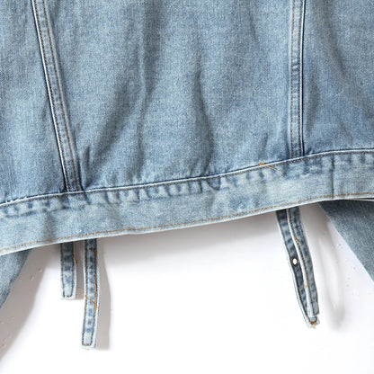 Floral Beaded Denim Jacket – Women’s Cowboy Cardigan Top with Ribbons