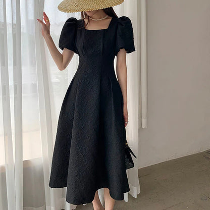 Elegant One-Piece Dress – Classy Black Vintage Midi Dress