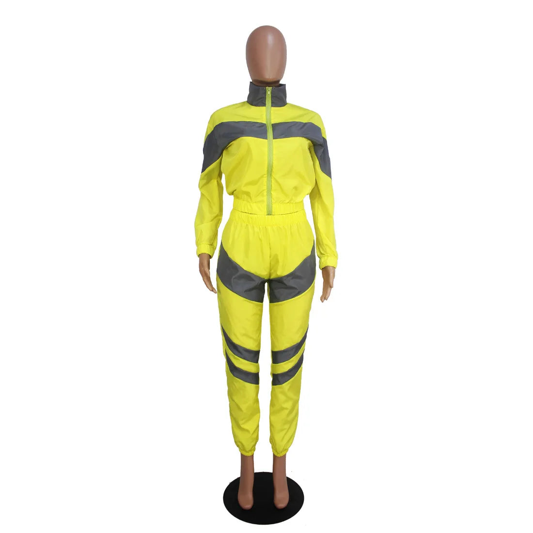 Casual Sports Set – Women’s Color-Block Windbreaker with Joggers