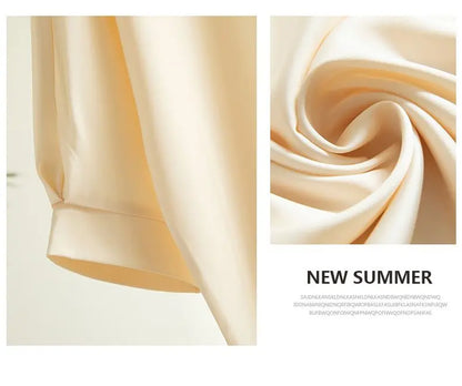 Elegant & Lightweight – Women’s Satin Silk Half-Sleeve Tee 2025