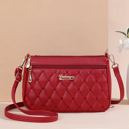 Women’s Leather Handbag – Embroidered Messenger Bag for Daily Use