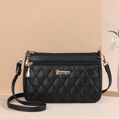 Women’s Leather Handbag – Embroidered Messenger Bag for Daily Use